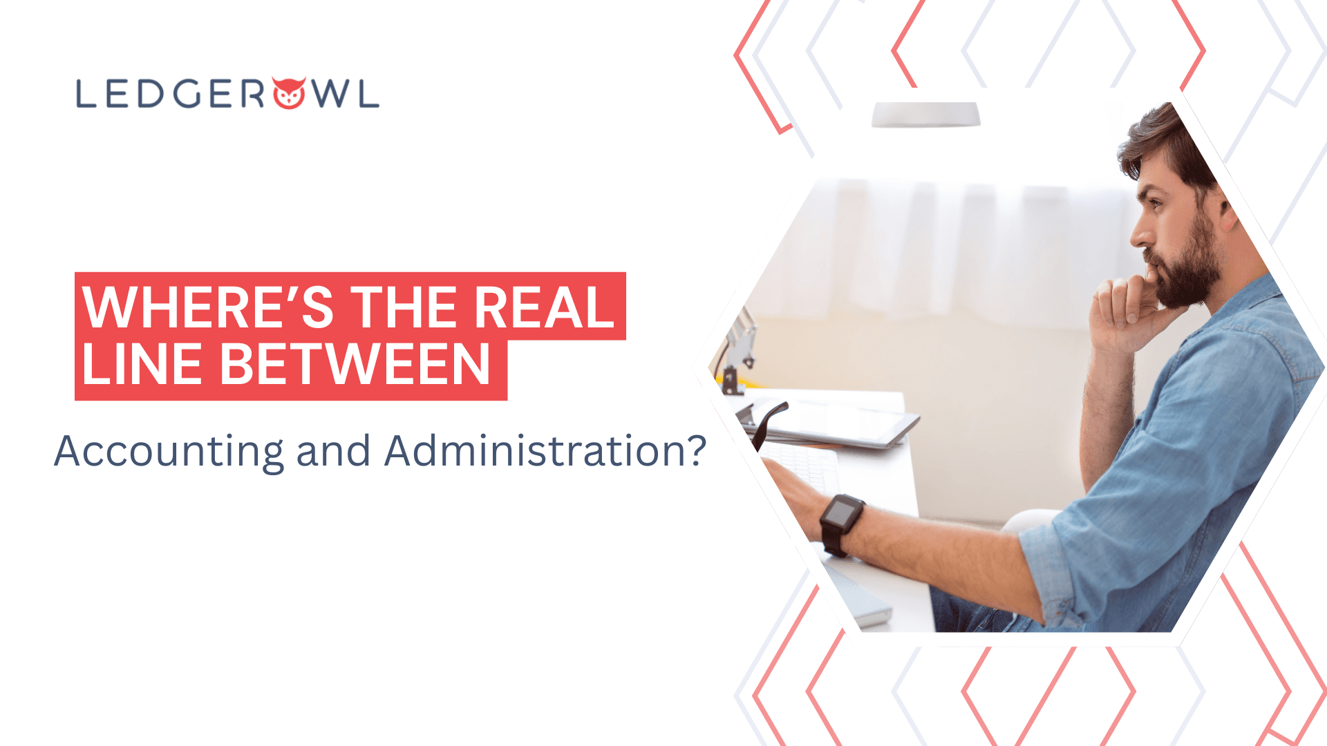 Accountant thinking at his desk, illustrating the question of where administrative tasks end and true accounting expertise begins
